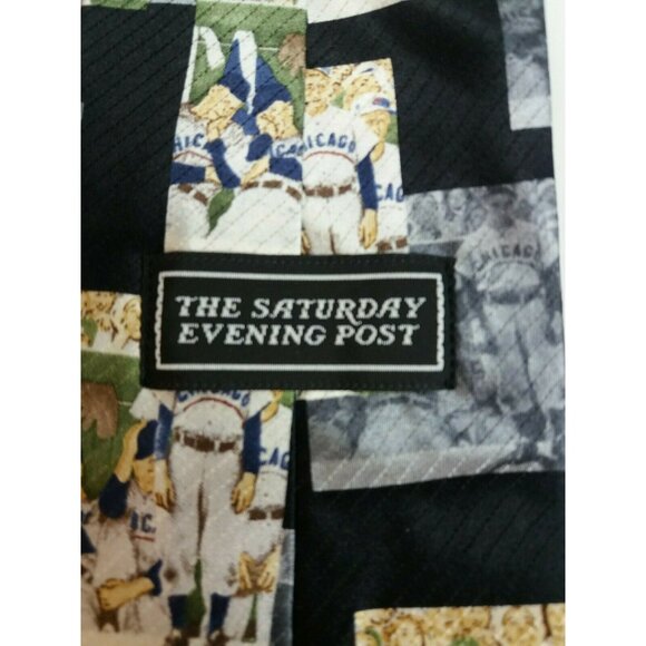 Mens Neck Tie Chicago Baseball Norman Rockwell Saturday Evening Post The Dugout - Picture 3 of 6